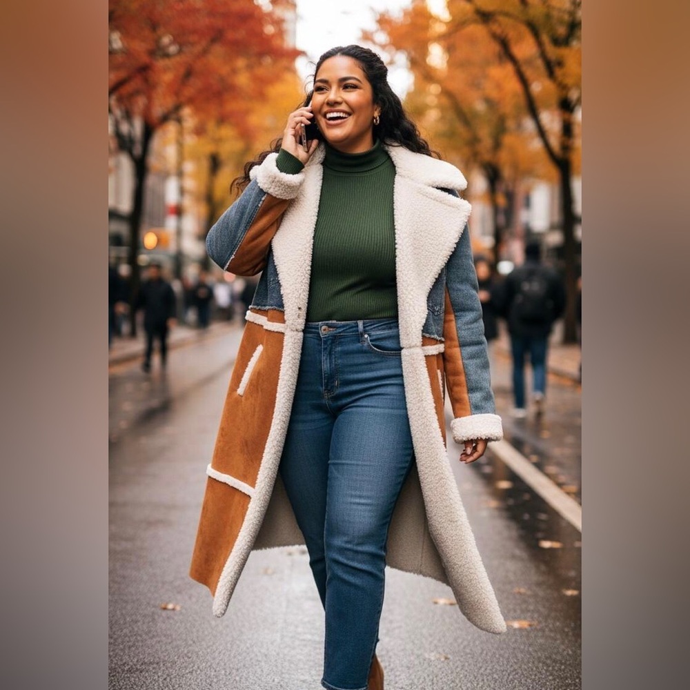 Denim & Tam Faux Shearling Coat